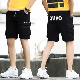 Men's Shorts 2024 Summer Men Clothing Trend Elastic Waist Cargo Short Korean Fashion Streetwear Harajuku Letter Sports