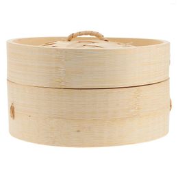 Double Boilers Steamer Covered Bamboo Basket Steaming Vegetable Kitchen Food With Convenient Dumpling