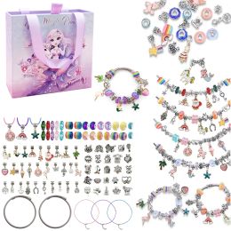 Strands Children's Charms Beads Bracelet Making Kit Jewellery DIY Beads Pendants Set Exquisite Birthday Christmas Gift for Girls