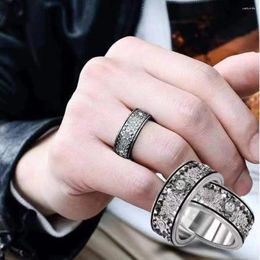Cluster Rings Ornate Mechanical Diamond Cubic Zirconia Geometric 3D Band Ring Gear Spinner