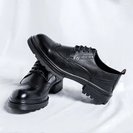 Casual Shoes Elegantes Mens Fashion Leather British Style Dress Groom Platform Wedding Leisure Walk Brogue Footwear