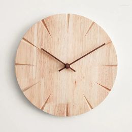 Wall Clocks 12 Inches Clock Creative Nordic Solid Wood Office Living Room Decor Wooden Silent