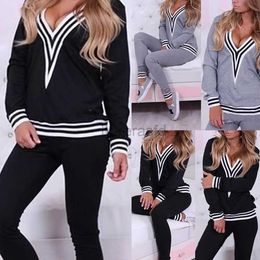 Active Sets 2pcs/Set Womens sports suit Large Plus Size tracksuit sweater+pants two piece set Top And Pant Sportwear Warm Matching S 240424