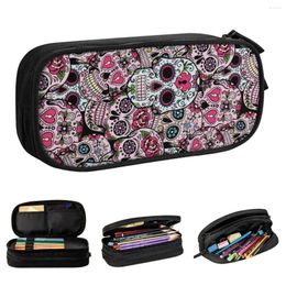 Sugar Skull Pencil Cases Face Art Pen Box Bag Girl Boy Big Capacity Students School Zipper Pencilcases