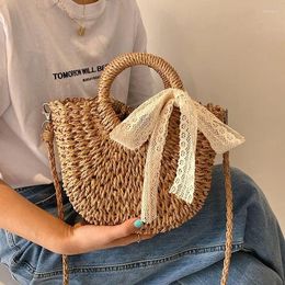 Shoulder Bags 2024 Portable Woven Bag Summer Straw Female Literature And Art Leisure Fold Lady Beach