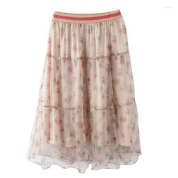 Skirts Nuonuo E Station 2024 Summer Lace Mesh Hollow Elastic Waist Temperament Skirt Cut Label