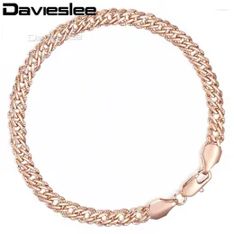 Link Bracelets Davieslee Bracelet For Women Light Rose Gold Color Venitian Chain Women's 5mm 18-23cm Drop DGB428