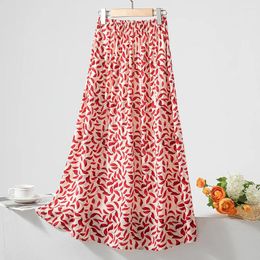 Skirts 2024 Skirt Korean Fashion Harajuku Women's Spring A Line Summer Vintage Cartoon Floral High Waist Long