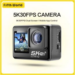 Cameras NEW 2023 5K 4K60FPS WiFi Antishake Action Camera Dual Screen 170° Wide Angle 30m Waterproof Sport Camera with Remote Control