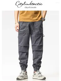 Men's Pants Citylink TacTic Grey Casual For Men Versatile Leg Binding Spring Knee Pleated Trendy