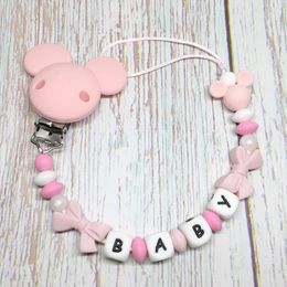 1pc Customised Name Baby Pacifier Clips Chain Silicone Beads Teether Toys Dummy Holder Russian English Gift 240418