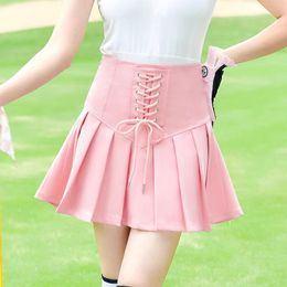 Golf Clothing Spring/Summer Outdoor Sports Shorts Underskirt Women's Pleated Short Skirt With A-Line Straps To Cover The Flesh Show Slimness Pink, Casual Ladies Skirt