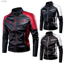 Men's Jackets Mens Winter Pu Jacket Motorcycle Waterproof Cold Contrast Classic Bicycle Leather Jacket Pilot Motorcycle Autumn CoatL2404