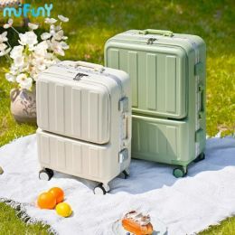 Carry-Ons MIFUNY Aluminium Frame Rolling Luggage 20 inch Suitcase Trolley Box Small Lightweight Carrying Case Multifunctional Password Box