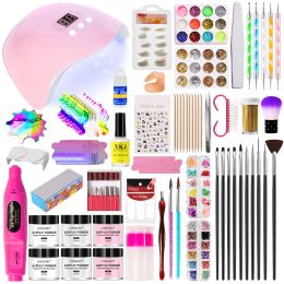 Kits Acrylic Nail Art Kit UV Nail Dryer Light Polishing Tools With Electric Nail Drill Acrylic Nail Art Supplies For Beginner With Ev