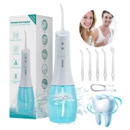 Irrigators Cordless Water Flosser Teeth Cleaner with 5 DIY Modes and 6 Tips IPX8 Waterproof Detachable 400ML Water Tank for Travel