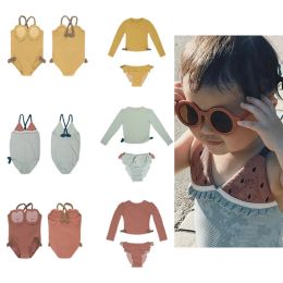 Swimwear Toddler Girl Lovely Swimming Children Summer Long Sleeve Sunscreen Swimwear Suits Kids Designer Clothes Holiday Baby Swimwear