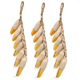 Decorative Flowers 3 Pcs Simulated Corn Hanging Skewers On Cob Fake For Home Vegetable Decor Foam Artificial Decoration Kitchen