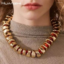 Choker HUANZHI CCB Material Alloy Bracelet Necklace Set For Women Girls Exaggerated Trendy Ethnic Style Accessories 2024