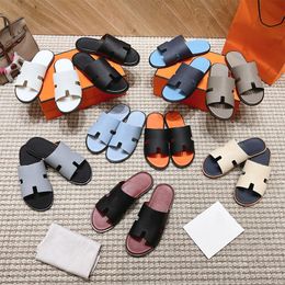 Slippers Sandal Designer Sliders Flip Flops Плоские сандалии для пляжного комфорта телячья кожа натуральная замшевая козья козьи коричневые и черные для мужчин