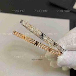 High Quality Luxury Bangle carter V Gold CNC Precision Edition Narrow Full Sky Star Two Row Diamond Bracelet Plated with 18K Rose Light end Versatile