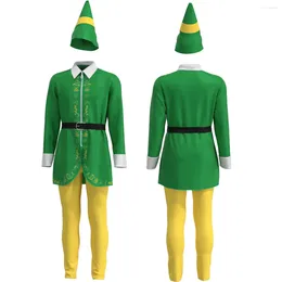 Men's Tracksuits Christmas Parent-Child Family Elf Costume Deluxe Set Performance Outfits Green Suit Xmas Carnival Party Fancy Clothes