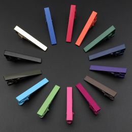 Clips 4cm Tie Clip For Men New Simple Fashion High Quality Metal Gold Candy Colourful Practical Necktie Clasp Pin Suit Accessories