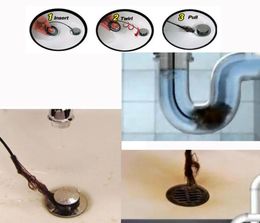 2pcs Drain Sink Cleaner Bathroom Un Sink Tub Toilet Snake Brush Hair Removal Tool9747682