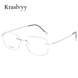 Lenses Krasivyy Classic Pure Titanium Rimless Glasses Frame Men Optical Prescription Eyewear Ultralight Frameless Eyeglasses for Men