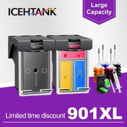 ICEHTANK 901XL Refillable Ink Cartridge for HP 901 XL Officejet 4500 J4500 J4540 J4550 J4580 J4640 4680 Inkjet Printer 240420