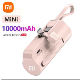 Cases Xiaomi Original Power Bank 10000mAh Built in Cable Mini PowerBank External Battery Portable Charger For iPhone Samsung Xiaomi