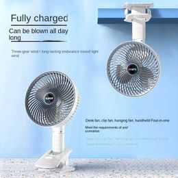 Other Appliances Xiaomi portable USB charging fan 3-speed wireless electric manual fan clamp type circulating cooling fan J240423