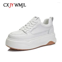 Casual Shoes CXJYWMJL Genuine Leather Platform Sneakers For Women Spring Vulcanized Ladies Thick Bottom Skate Small White