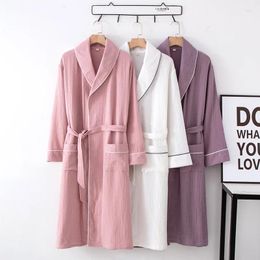 Home Clothing Women's Spring Autumn Cotton Kimono Robes Women Simple Nightgown With Belt Loose Size Comfortable Bathrobe