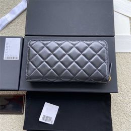 Tote bag high definition Xiaoxiang Double Ball Pattern Caviar Long Wallet Card with Diamond Grid Black