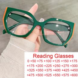 Lenses Clear Green Oversized Square Reading Glasses Brand Irregular Polygon Blue Filter Eyeglasses Frame Women Presbyopic +1.75