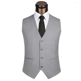 Men's Vests Men Solid Colour Sleeveless Back Straps Single-breasted Slim Business Waistcoat Suit Vest Wedding Dress