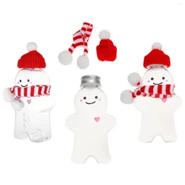 Storage Bottles 3 Sets Christmas Drink Bottle Portable Beverage Candy Jar Jars Lids Pet Clear