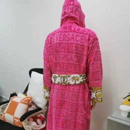 Bath Robe Designer Long Hoodie Lovers Couples Longstyle LUXURY European printing bright 100% cotton luxurious BathRobe wholesale 10% off with hat