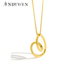 Necklaces ANDYWEN New 100% 925 Sterling Silver Big Music Note Pendant Necklace Long Chain Thick Big Large Women Party Necklace For Party