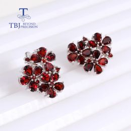 Earrings 2023 Flower design Clasp Earring natural red garnet mozambique gemstones 925 sterling silver fine jewelry for women wife gift