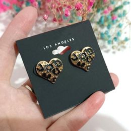 Stud Earrings 2024 Women Fashion Jewellery Female Cute Statement Earring Eco-friendly Enamel Leopard Solid Love Heart Earings For Wedding