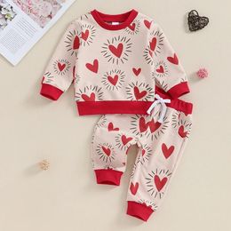 Clothing Sets Baby Girls Boys Autumn Clothes Born Toddler Long Sleeve Heart Sweatshirt Pants Valentines Day Outfits Infant Tracksuits