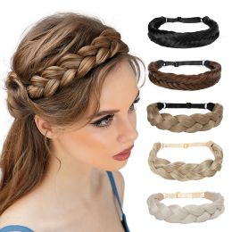 Chignon SARLA Synthetic Fishtail Braids Headband Hair With Adjustable Belt Plaited Hairband Bohemian Style Women Hairstyle Hairpieces