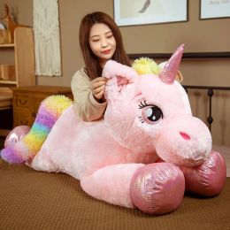 Cushions Big Size Rainbow Unicorn Plush Toys Kawaii Kids Toys Stuffed Cartoon Animal Baby Doll Children Christmas Birthday Gift