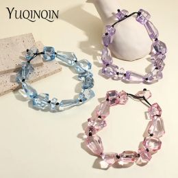 Necklaces Cute Candycolored Transparent Resin Beads Necklaces for Women Beaded Chain Choker Necklace For Girls Fashion Jewellery Party Gift