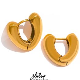 Earrings Yhpup Minimalist Tarnish Free Stainless Steel Chunky Hoop Huggie Earrings Unique Personality Fashion Daily Thick Bijoux Jewelry