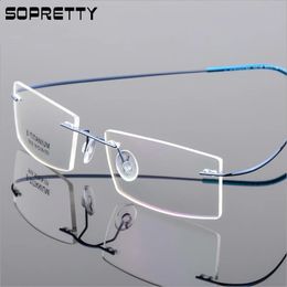 Square Alloy Screwless Frameless Unisex Optical Glasses Frame Women Men Eyeglasses Glass frames for Myopia F5018 240410