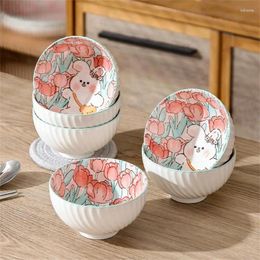 Bowls Soup Bowl Underglaze Color Japanese Fresh Ins Wind Home Kitchen Supplies Gift Box Cartoon Cute No Fading Tableware