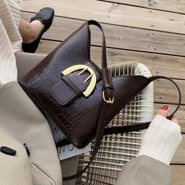 Drawstring Vintage Alligator Pattern Flap Bags For Women 2024 Fashion Solid Colour Crossbody Bag Female Shoulder Messenger Handbags